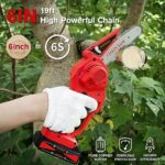 Mini Chainsaw 6 Inch,Cordless Electric Handheld Chainsaw with Safety Lock,21V Hand Chainsaw with Rechargeable Battery Powered,Small Power Chain Saws for Cutting Wood and Branch(Two Chains&One Battery)