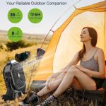 Portable Battery Operated Fan with LED Lantern, 10400mAh Outdoor Small Rechargeable Quiet Camping Fan, Personal Desk Fan Cooling Table Fan with Hanging Hook for Picnic Barbecue Fishing Travel(Black)