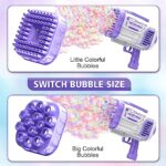 Yunaking Bubble Machine Gun for Kids Toy, 80 & 14 Holes Bubble Gun with 2 Bottle Bubble Refill Solution(10 oz Total), Bubble Blower for Toddlers Pets Adults Outdoor, Party, Birthday, Wedding (Purple)