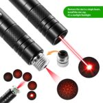 Laser Pointer High Power Rechargeable Lazer Pointer, Laser Pen with Long Range Adjustable Focus with Star Cap, Laser Pointer Pen Suitable for Outdoor, Astronomy, Cats Dogs (Red)