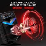 Pyle Portable Bluetooth PA Speaker System – 600W Rechargeable Outdoor Bluetooth Speaker Portable PA System w/ 10” Subwoofer 1” Tweeter, Recording Function, Mic In Party Lights USB/SD Radio -PPHP1042B