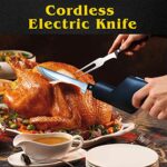 Fstcrt cordless electric knife, Turkey knife, Portable rechargeable lithium electric knife with safety lock, Used for carving meat, steak, fish, poultry, bread, vegetables, handmade, etc