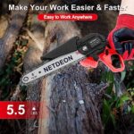 Mini Chainsaw 6-Inch Cordless, 2023 Upgraded 21V Electric Small Handheld Chain Saw,2Pack 2.0Ah Rechargeable Batteries Powered With Security Lock for Trees Branches Trimming Wood Cutting