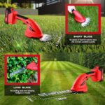 Cordless Hedge Trimmer – 21V Powered Electric Shrub/Grass Trimmer with 2 Pack Rechargeable Battery – 2 in 1 Handheld Grass Cutter + Hedge Shears for Gardening, Lawn, Yard